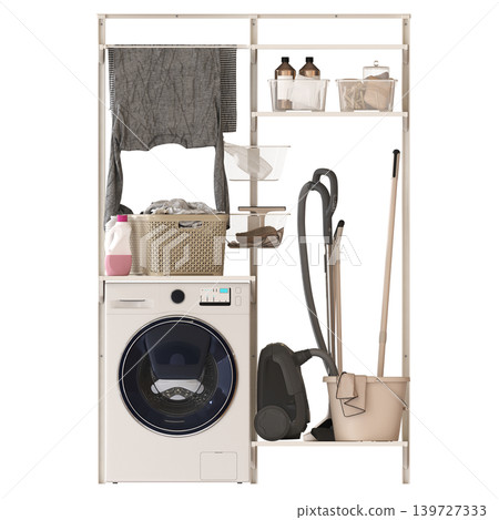 Bathroom accessories isolated on transparent background, bidet, 3D illustration, cg render 139727333