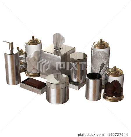 Bathroom accessories isolated on transparent background, bidet, 3D illustration, cg render Bathroom accessories isolated on transparent background, bidet, 3D illustration, cg render 139727344
