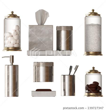 Bathroom accessories isolated on transparent background, bidet, 3D illustration, cg render Bathroom accessories isolated on transparent background, bidet, 3D illustration, cg render 139727347