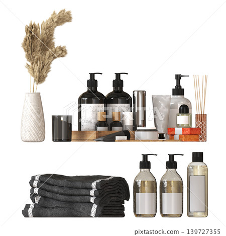 Bathroom accessories isolated on transparent background, bidet, 3D illustration, cg render Bathroom accessories isolated on transparent background, bidet, 3D illustration, cg render 139727355