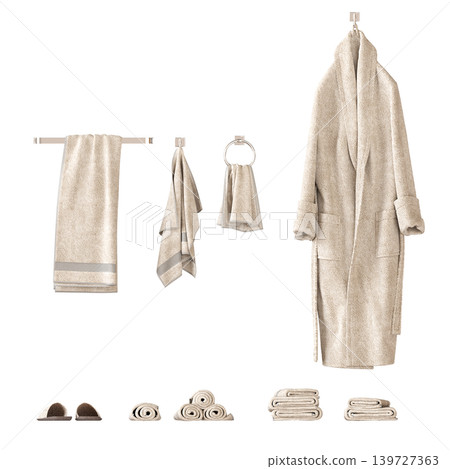 Bathroom accessories isolated on transparent background, bidet, 3D illustration, cg render 139727363