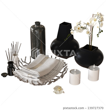 Bathroom accessories isolated on transparent background, bidet, 3D illustration, cg render Bathroom accessories isolated on transparent background, bidet, 3D illustration, cg render 139727370
