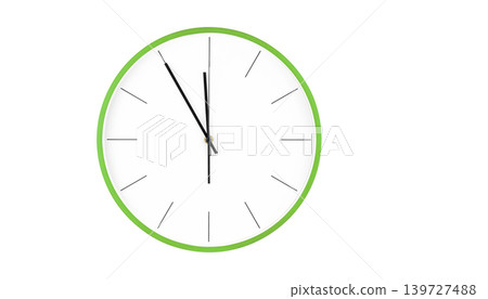 Modern Green wall clock with minimalist design featuring clean white face 139727488