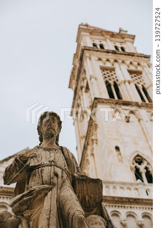 Amazing view of a cathedral in Trogir old town. Croatia. Travel destination in Croatia. Amazing view of a cathedral in Trogir old town. Croatia. Travel destination in Croatia. 139727524