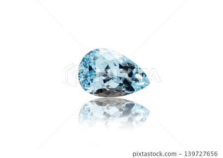 macro stone mineral faceted aquamarine on a white background macro stone mineral faceted aquamarine on a white background 139727656