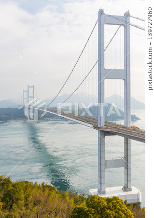 Winter in the Seto Inland Sea: Kurushima Kaikyo Bridge, Imabari City, Ehime Prefecture Winter in the Seto Inland Sea: Kurushima Kaikyo Bridge, Imabari City, Ehime Prefecture 139727960