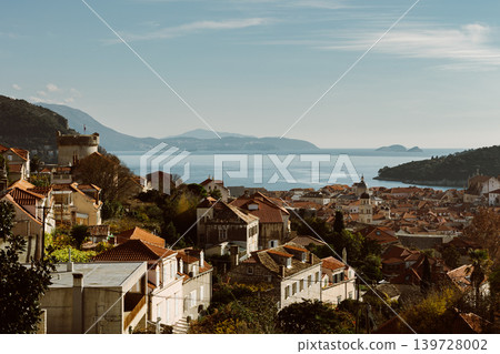 Amazing view of Dubrovnik old town from the hill. Amazing view of Dubrovnik old town from the hill. 139728002