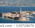 Madonna della Lettera statue over Messina harbor and historic fortress. Messina, Sicily, Italy 139728076
