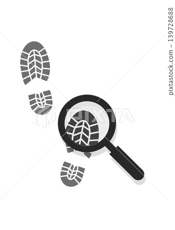 Footprint Evidence Under Magnifying Glass Investigation Stock Illustration. Footprint Evidence Under Magnifying Glass Investigation Stock Illustration. 139728688