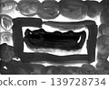 Abstract Monochrome Painting of a Vessel Framed by Clouds and an Enclosing Structure 139728734