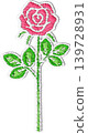 Embroidered-style rose flower - Red rose 139728931