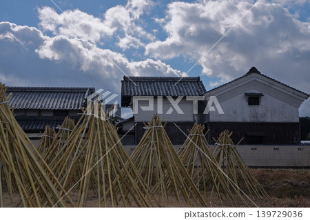 拍攝了作為奈良生駒市的高山地區的茶的原料的竹子被曬乾的狀況 拍攝了作為奈良生駒市的高山地區的茶的原料的竹子被曬乾的狀況 139729036