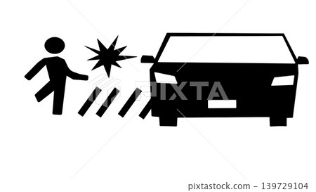 Silhouette illustration of a collision between a car and a pedestrian. 139729104