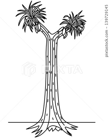 A stylized illustration of Sigiraria (Fuuinboku) from the Carboniferous period. 139729145
