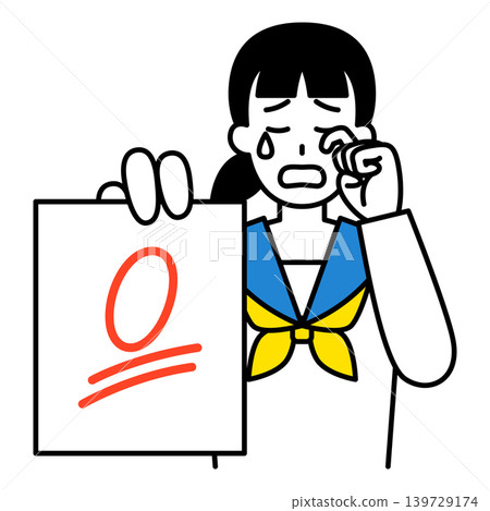 A female student cries as she shows her exam paper with a score of 0. A female student cries as she shows her exam paper with a score of 0. 139729174