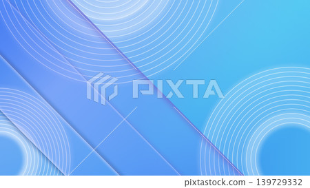 Blue geometric circle background, modern abstract design with 3D shadows and diagonal lines, copy space. Blue geometric circle background, modern abstract design with 3D shadows and diagonal lines, copy space. 139729332