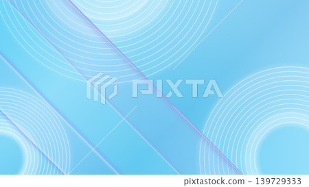 Light blue geometric circle background. Refreshing 3D layered minimalist abstract design. Copy space. 139729333