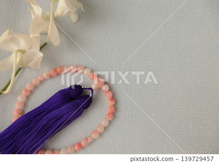 White Dendrobium and Prayer Beads White Dendrobium and Prayer Beads 139729457