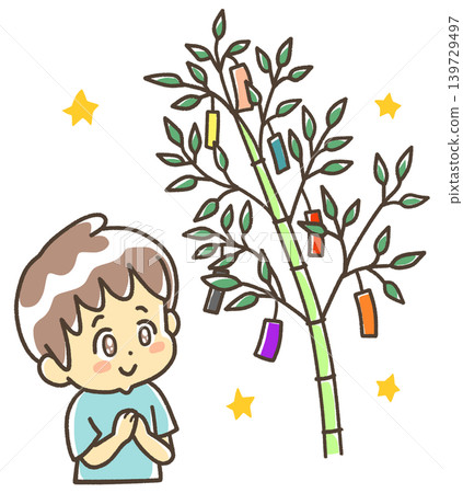 A child whose eyes are sparkling at the Tanabata festival. A child whose eyes are sparkling at the Tanabata festival. 139729497