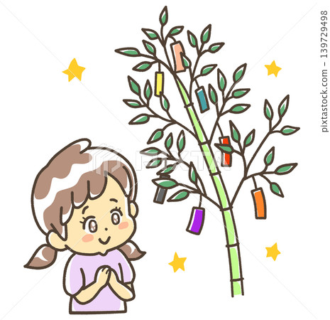 A girl with sparkling eyes at the Tanabata festival. A girl with sparkling eyes at the Tanabata festival. 139729498