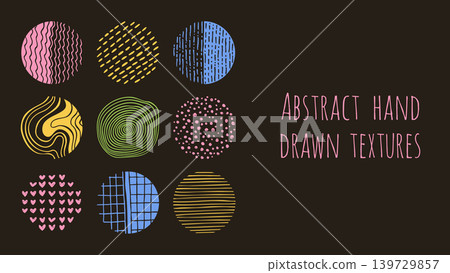 Abstract hand drawn round abstract patterns background doodle strokes crayon curves lines scribble Abstract hand drawn round abstract patterns background doodle strokes crayon curves lines scribble 139729857