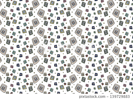 Hand-drawn | Multicolor mosaic-style pattern [PNG available] 139729883