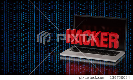 Cyber Security Hacker Warning On Laptop 3d render. Cyber Security Hacker Warning On Laptop 3d render. 139730034