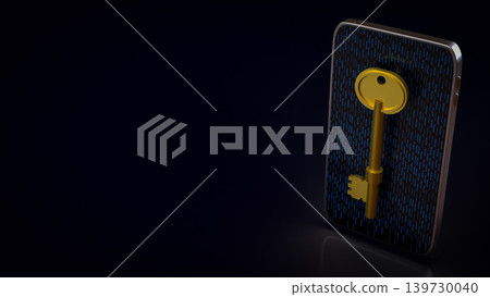 Secure Mobile Data Access Key 3d render. Secure Mobile Data Access Key 3d render. 139730040