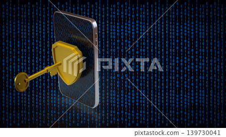 Mobile Data Security Unlock Concept 3d render. Mobile Data Security Unlock Concept 3d render. 139730041