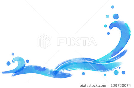 日式波浪插畫背景,筆刷水彩風格 | 青海波風格筆刷紋理素材 日式波浪插畫背景,筆刷水彩風格 | 青海波風格筆刷紋理素材 139730074