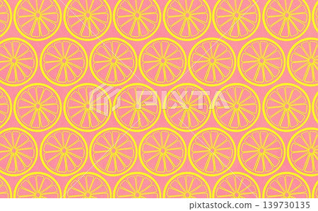 Line drawing pattern of citrus fruits (yellow x pink) Line drawing pattern of citrus fruits (yellow x pink) 139730135