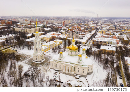 Penza city. Spassky Cathedral and bell tower. View from above Penza city. Spassky Cathedral and bell tower. View from above 139730173