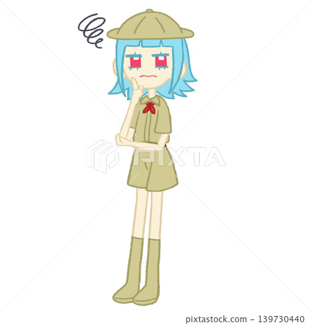A troubled girl in an explorer's outfit A troubled girl in an explorer's outfit 139730440