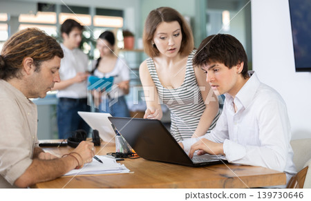 Several managers work together in a modern office. Well-coordinated management team Several managers work together in a modern office. Well-coordinated management team 139730646