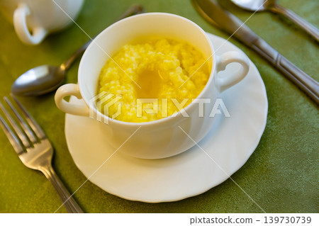 Millet porridge in bowl at eatery, Russian cuisine 139730739