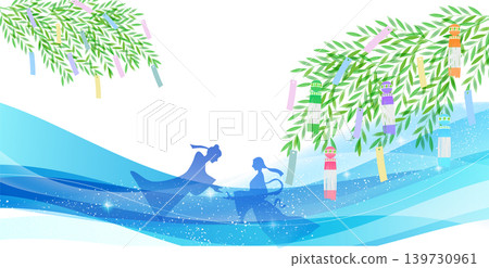 Illustration of Orihime and Hikoboshi from Tanabata Illustration of Orihime and Hikoboshi from Tanabata 139730961