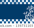 Japanese-style background frame with a checkered pattern of Tanabata bamboo and fireworks. 139731103