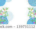 Background material featuring Tanabata bamboo decorations and traditional Japanese patterns. 139731112