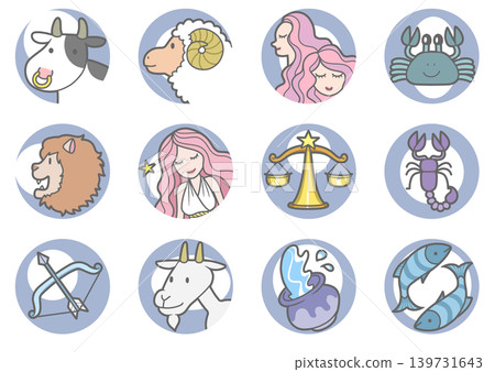 Zodiac Signs – Cute and Colorful Horoscope Icons 139731643