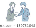 Illustration of a business scene with people shaking hands and smiling. 139731648