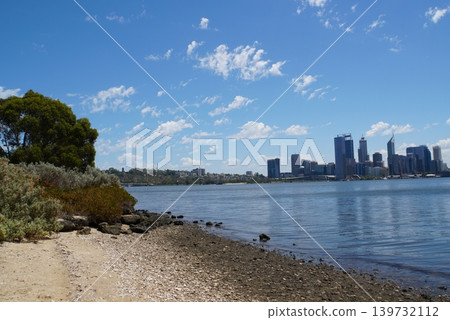 View of downtown Perth from South Perth, Western Australia 139732112