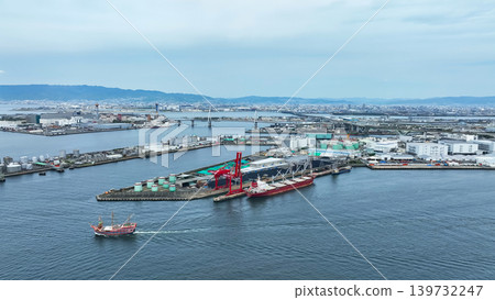 Aerial drone footage of the harbor 139732247
