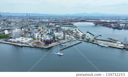 Drone aerial photography of a port city 139732253