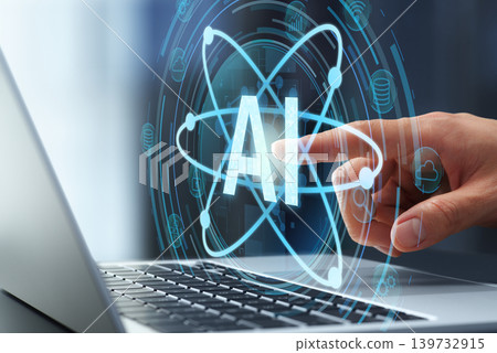 Quantum AI, a combination of quantum computing and artificial intelligence. High-performance data processing technology. Laptop keys. Quantum AI, a combination of quantum computing and artificial intelligence. High-performance data processing technology. Laptop keys. 139732915