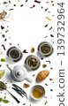 Large assortment of tea on a white background. The view from the top 139732964