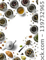 Large assortment of tea on a white background. The view from the top 139732965