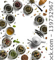 Large assortment of tea on a white background. The view from the top 139732967