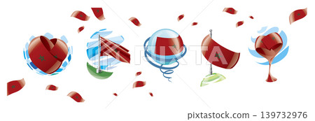 Vector set of the Moroccan flag in various creative designs Vector set of the Moroccan flag in various creative designs 139732976