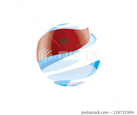 Flat of patriotic globe featuring waving Moroccan flag design Flat of patriotic globe featuring waving Moroccan flag design 139732984