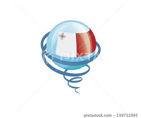 Stylish international icon showcasing Malta flag within reflective globe design Stylish international icon showcasing Malta flag within reflective globe design 139732995